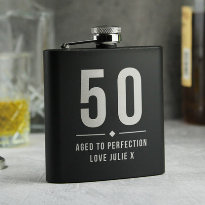 Personalised Big Numbers Black Hip Flask - image 6
