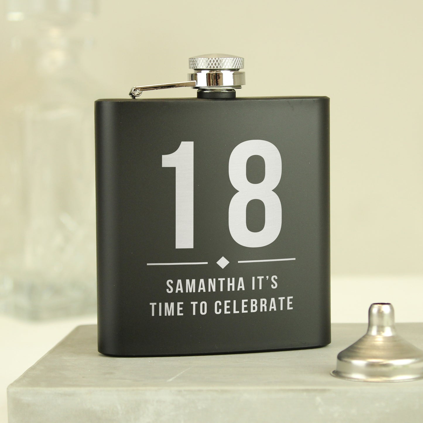 Personalised Big Numbers Black Hip Flask - image 7