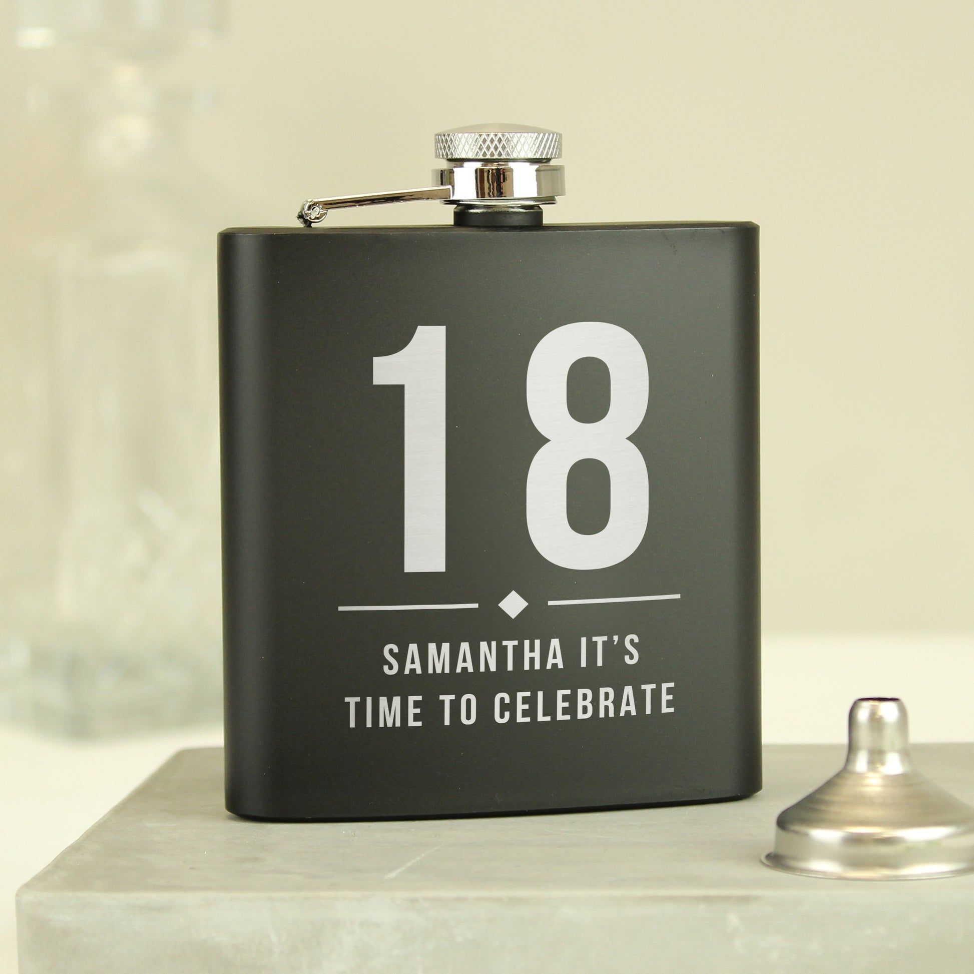 Personalised Big Numbers Black Hip Flask - image 7
