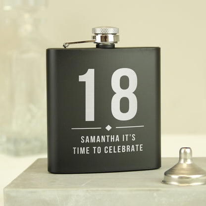 Personalised Big Numbers Black Hip Flask - image 7