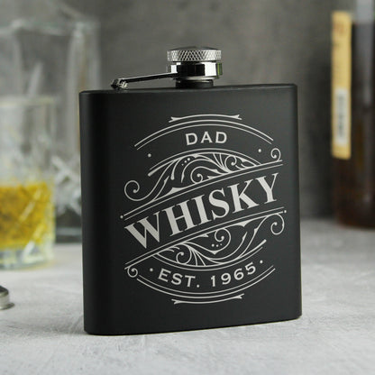 Personalised Spirit Black Hip Flask from Heartfelt Gifts