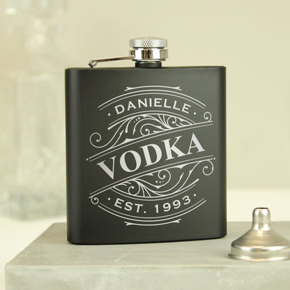 Personalised Spirit Black Hip Flask - image 6