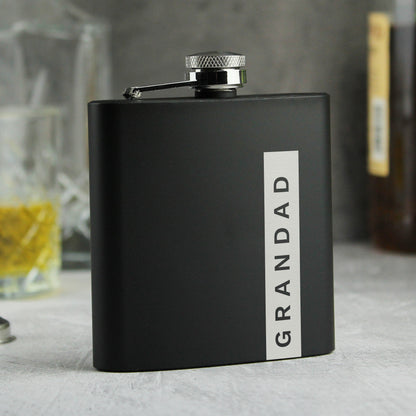 Personalised Name Only Black Hip Flask from Heartfelt Gifts