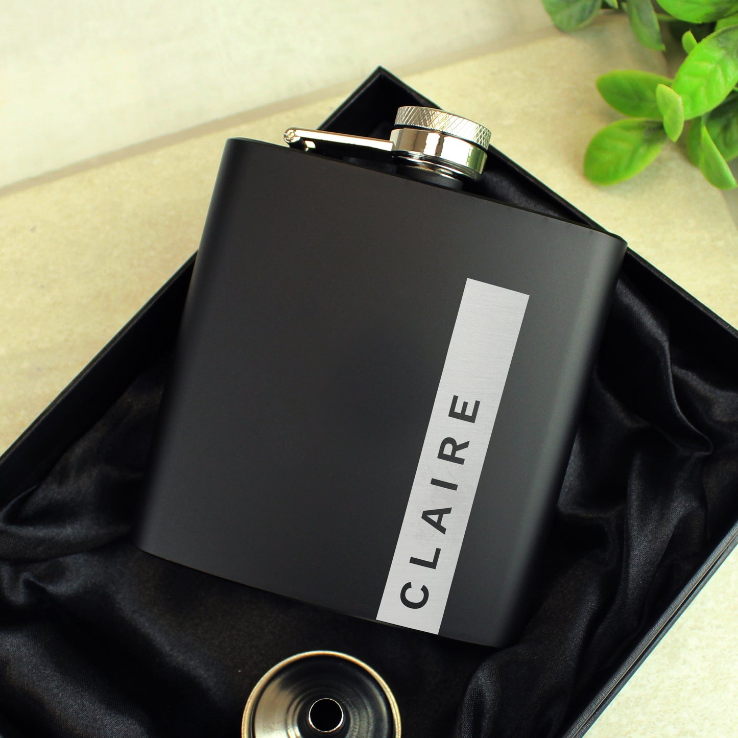 Personalised Name Only Black Hip Flask - image 3