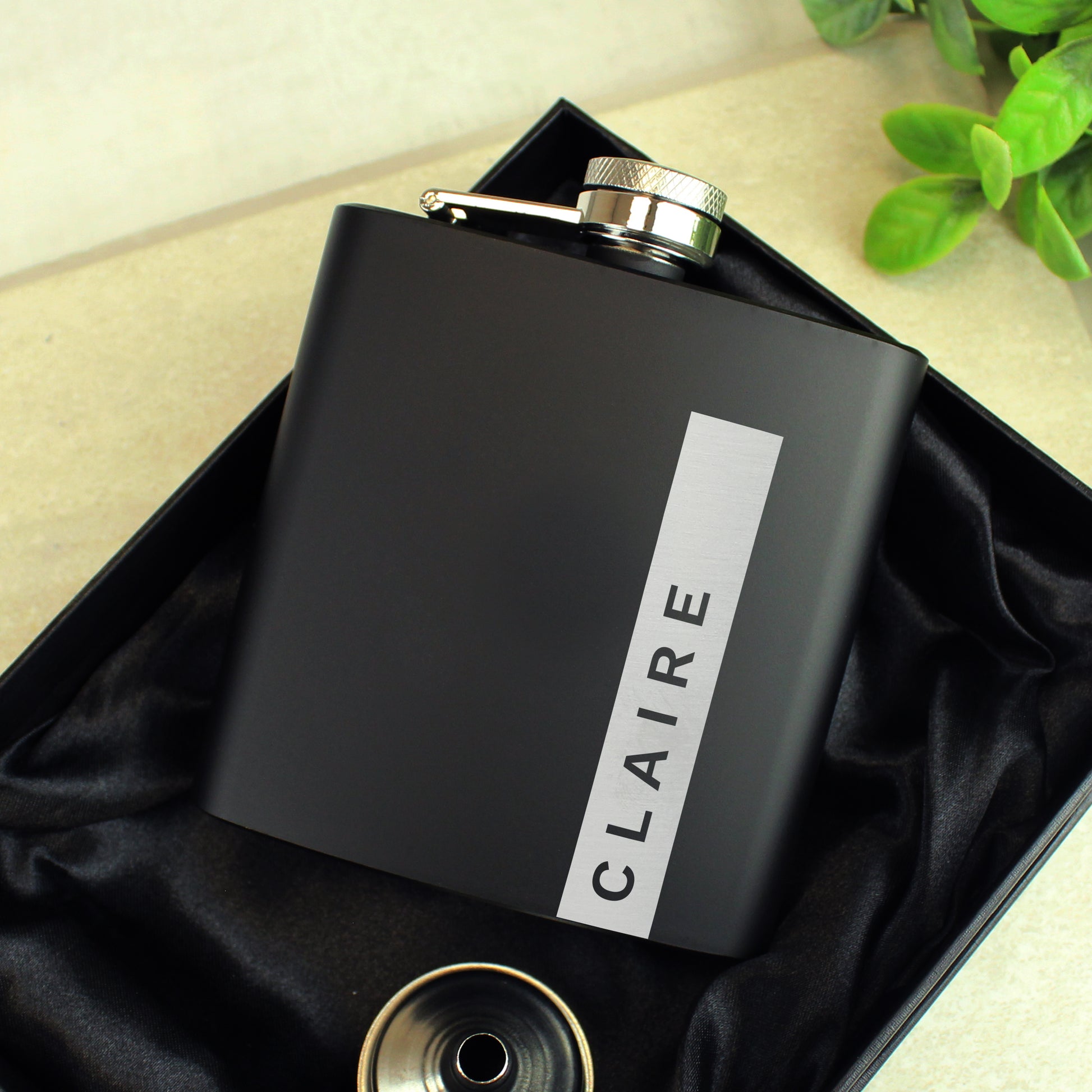 Personalised Name Only Black Hip Flask - image 3