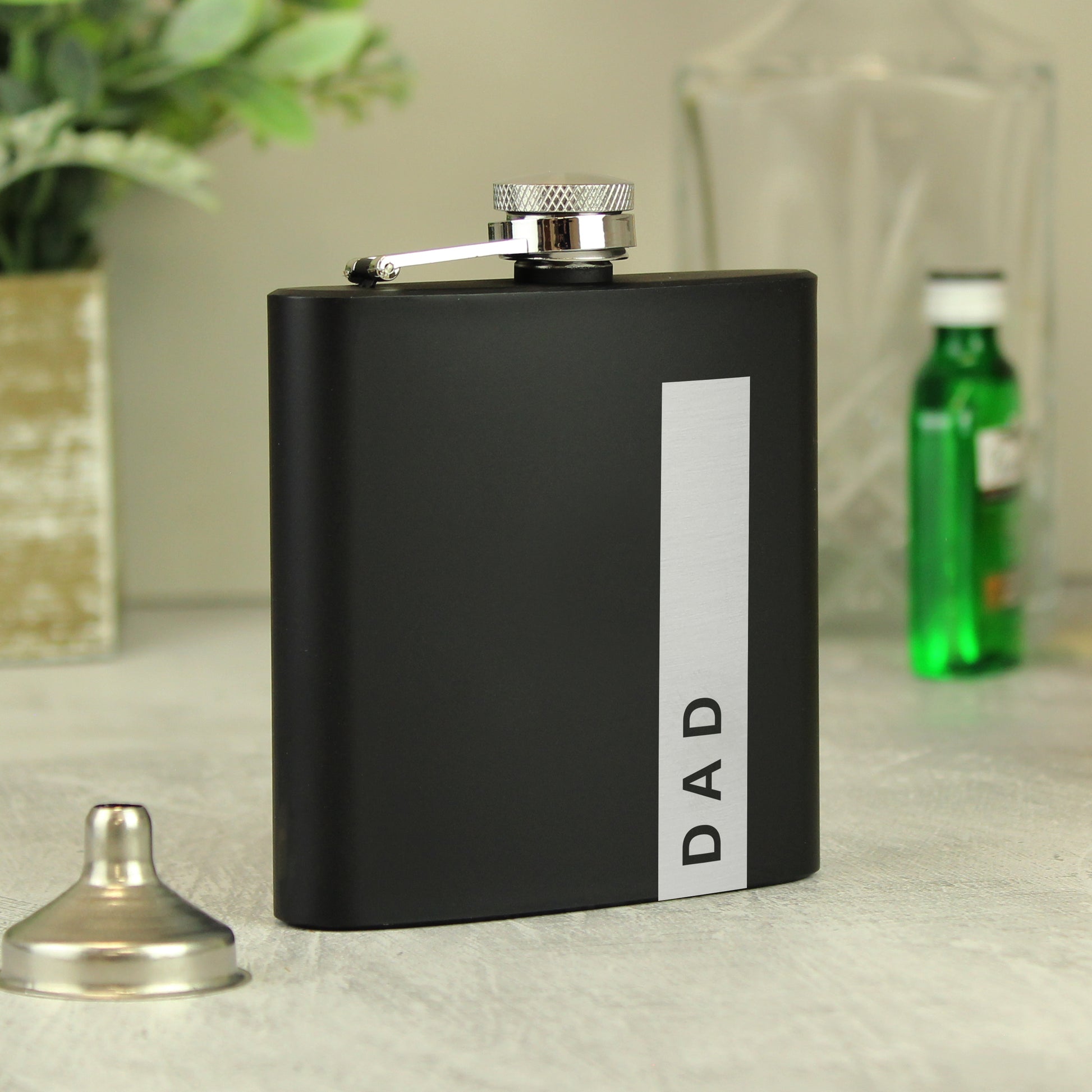 Personalised Name Only Black Hip Flask - image 4