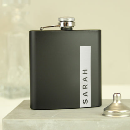 Personalised Name Only Black Hip Flask - image 6