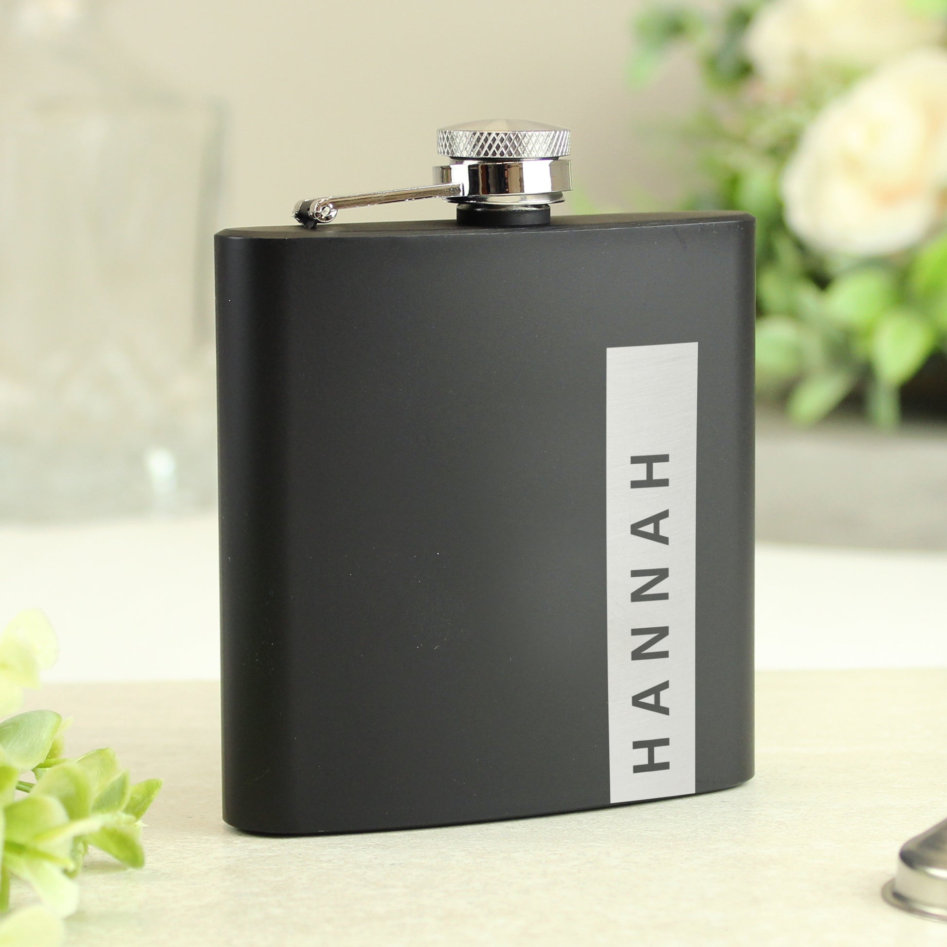 Personalised Name Only Black Hip Flask - image 8