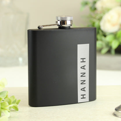 Personalised Name Only Black Hip Flask - image 8