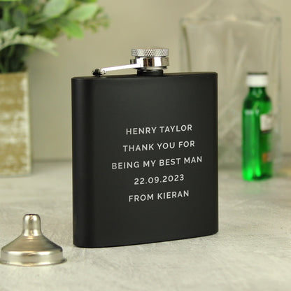 Personalised Free Text Black Hip Flask - image 2