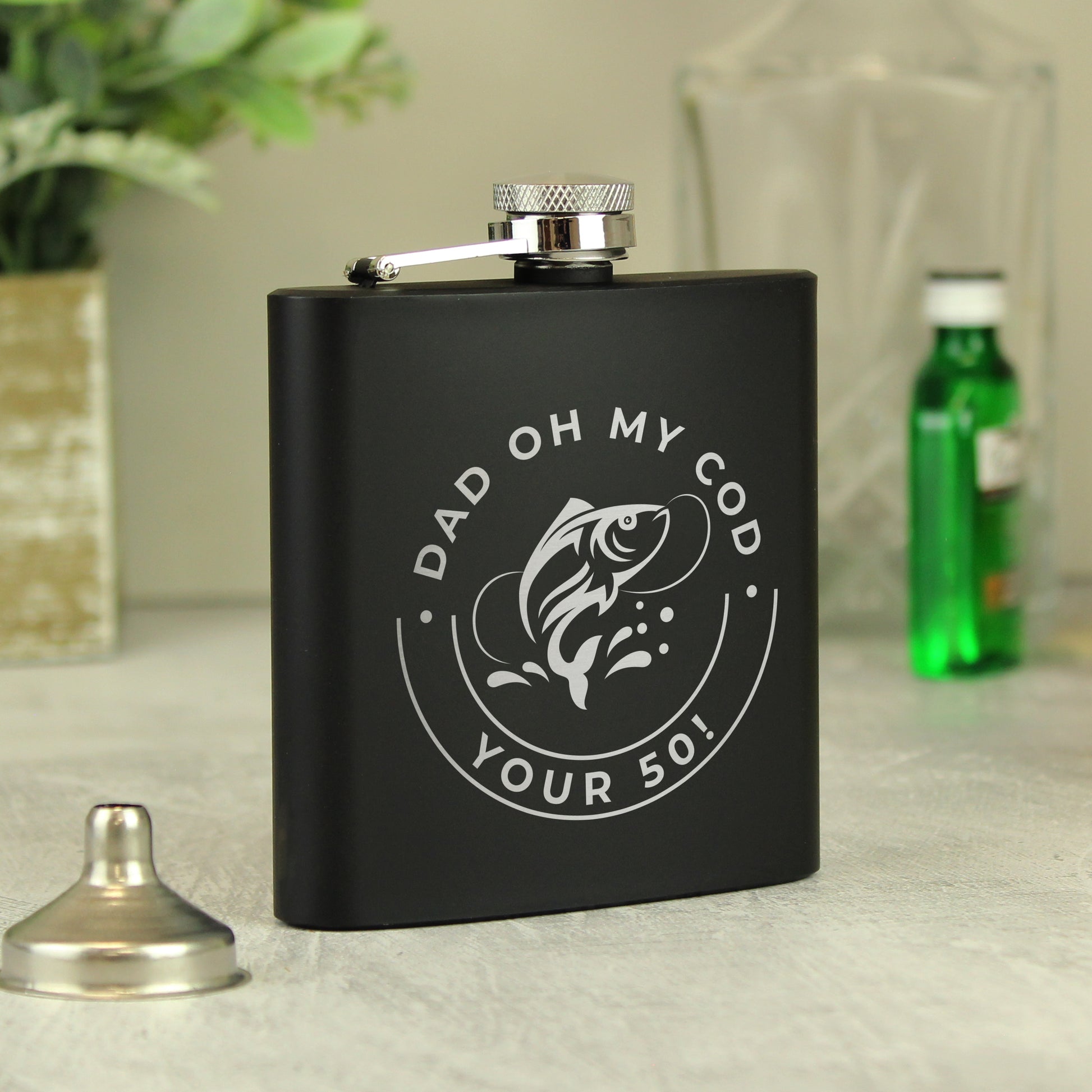 Personalised Fishing Black Hip Flask - image 4