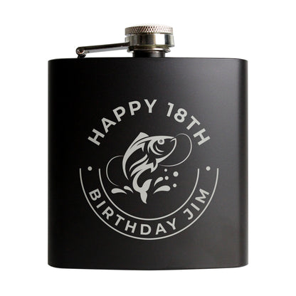 Personalised Fishing Black Hip Flask - image 5