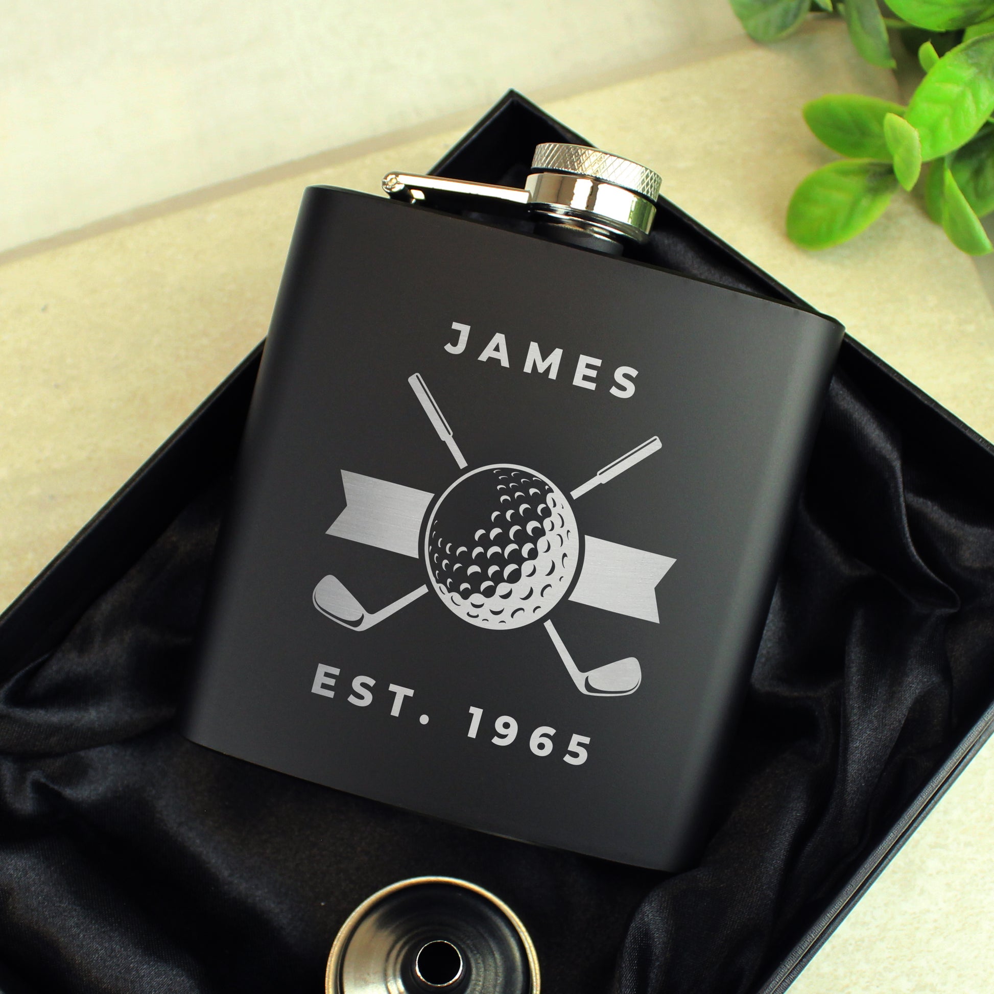 Personalised Golf Black Hip Flask - image 4