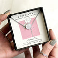 Personalised January Birth Flower Necklace and Box from Heartfelt Gifts