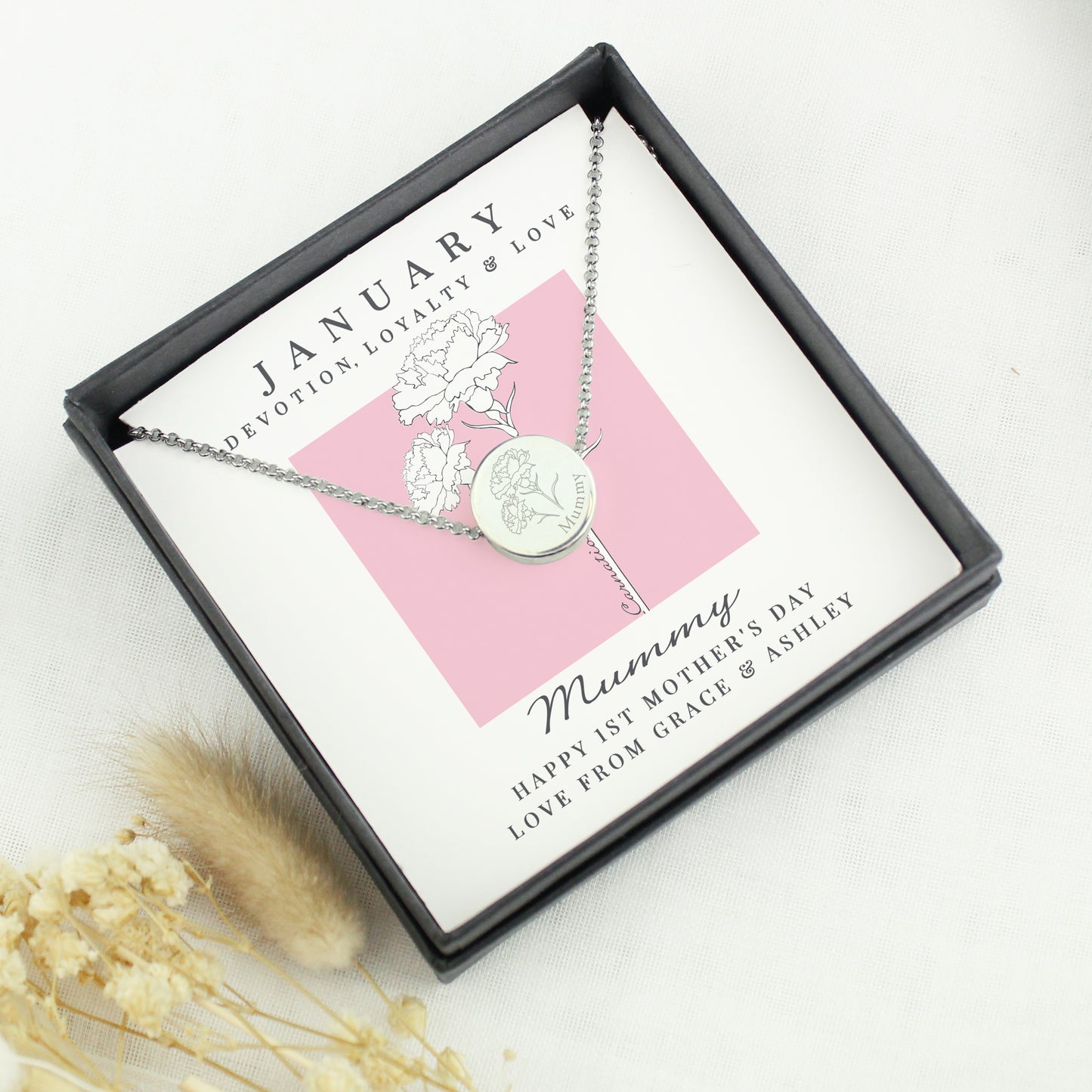 Personalised January Birth Flower Necklace and Box - image 2