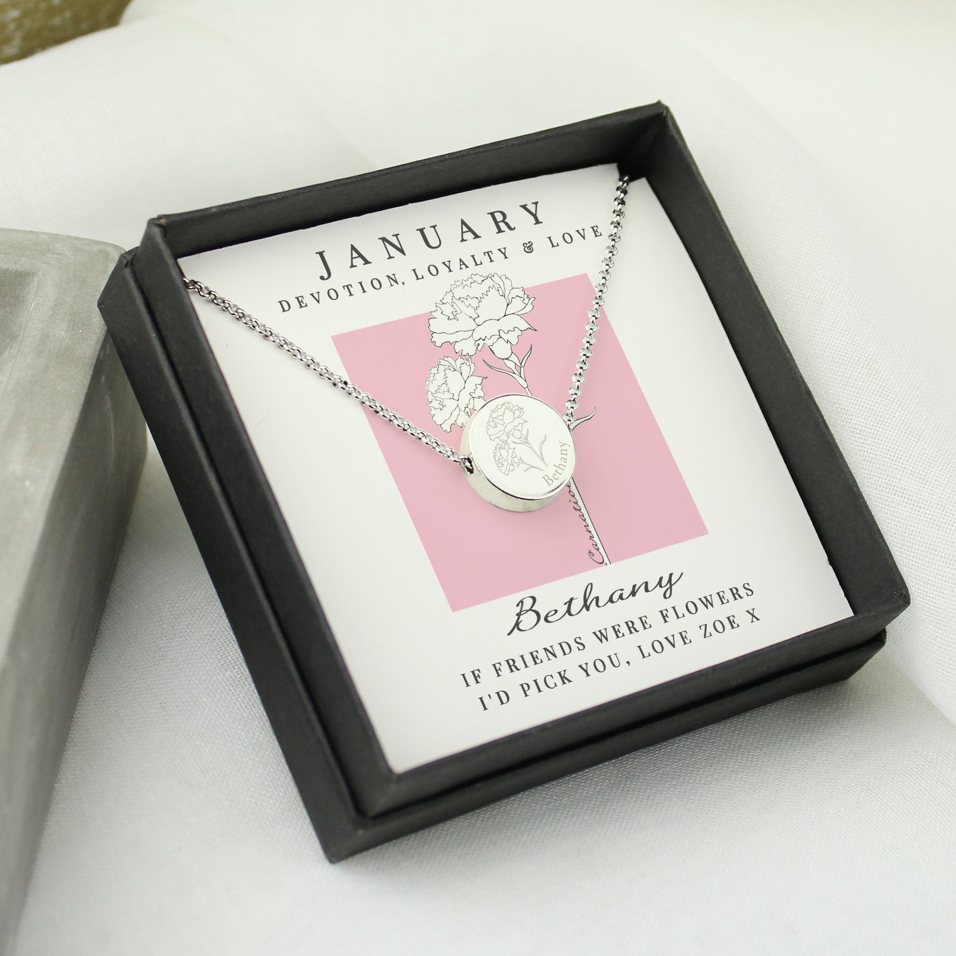 Personalised January Birth Flower Necklace and Box - image 3