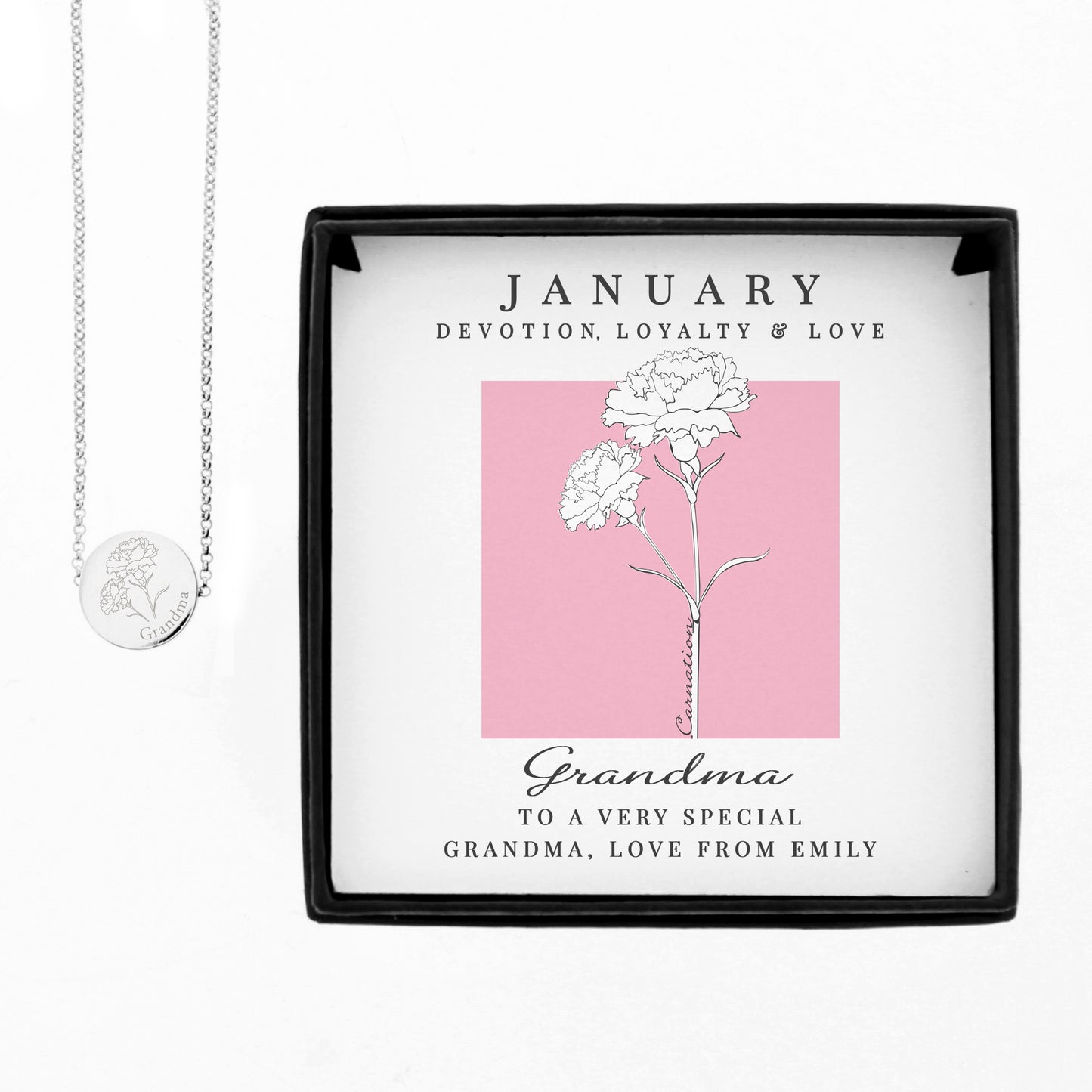 Personalised January Birth Flower Necklace and Box - image 5