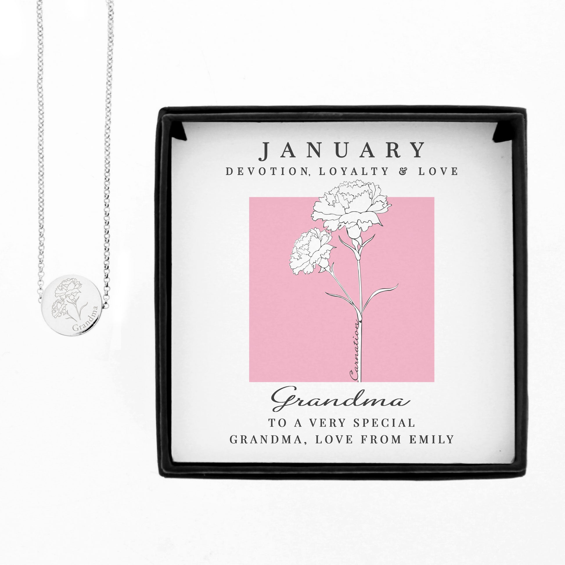 Personalised January Birth Flower Necklace and Box - image 5