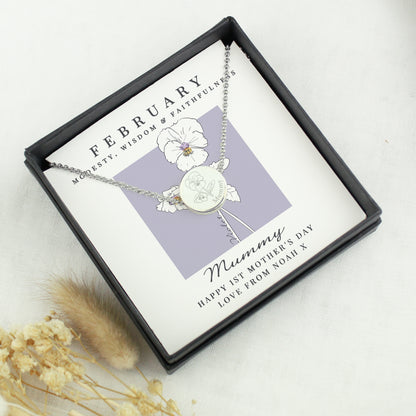Personalised February Birth Flower Necklace and Box - image 2