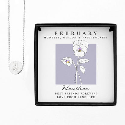 Personalised February Birth Flower Necklace and Box - image 5