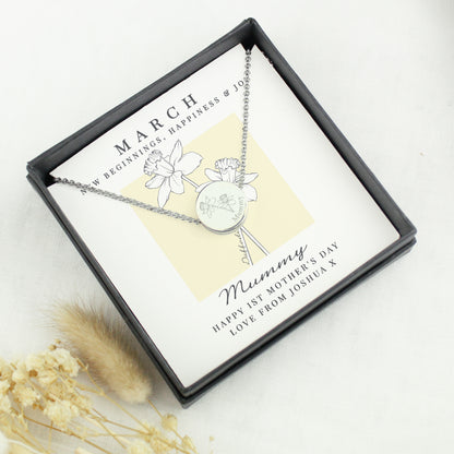 Personalised March Birth Flower Necklace and Box - image 2