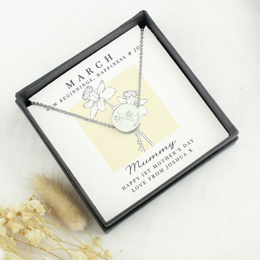 Personalised March Birth Flower Necklace and Box - image 2