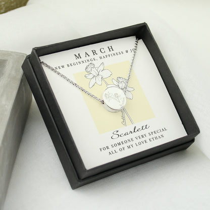 Personalised March Birth Flower Necklace and Box - image 3