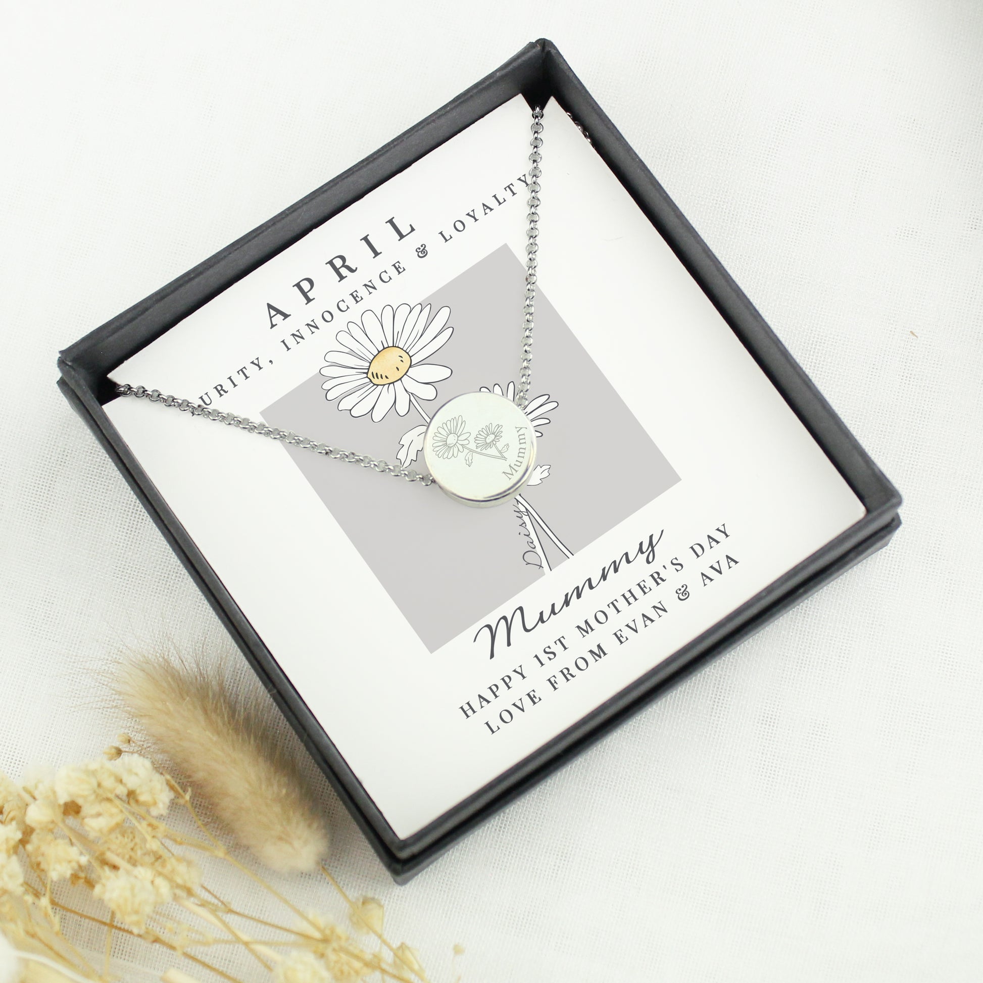 Personalised April Birth Flower Necklace and Box - image 2