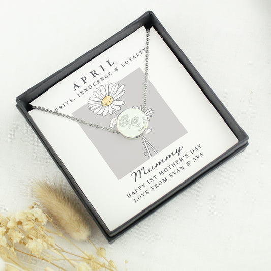 Personalised April Birth Flower Necklace and Box - image 2