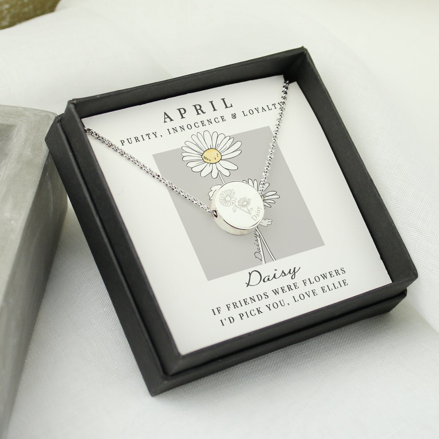 Personalised April Birth Flower Necklace and Box - image 3