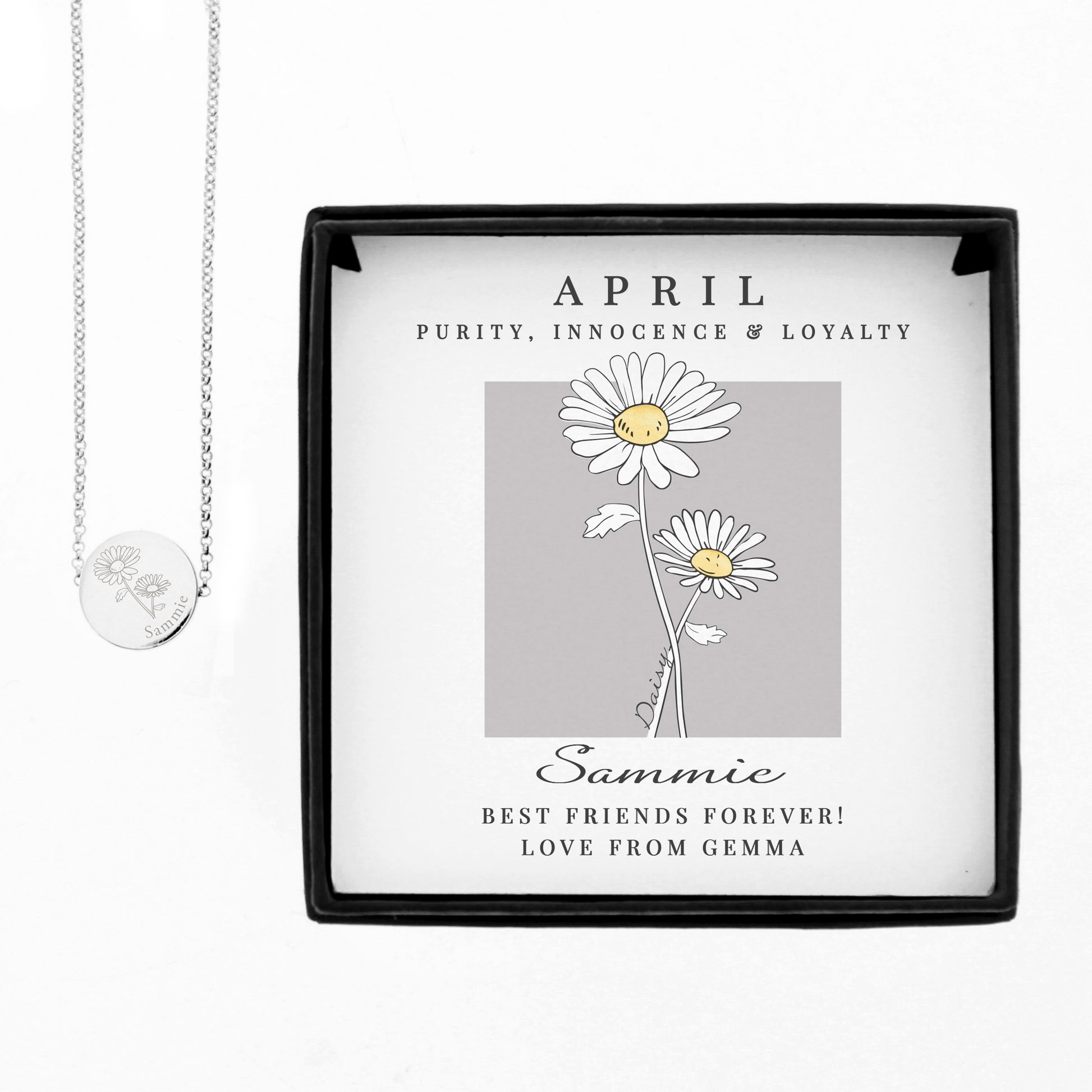 Personalised April Birth Flower Necklace and Box - image 5