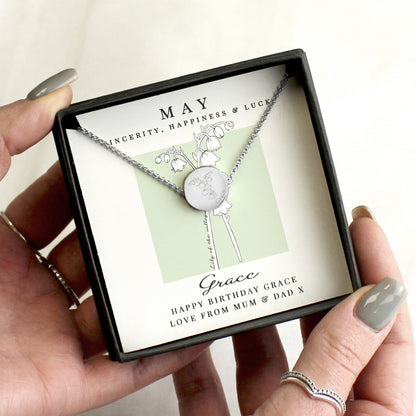 Personalised May Birth Flower Necklace and Box from Heartfelt Gifts