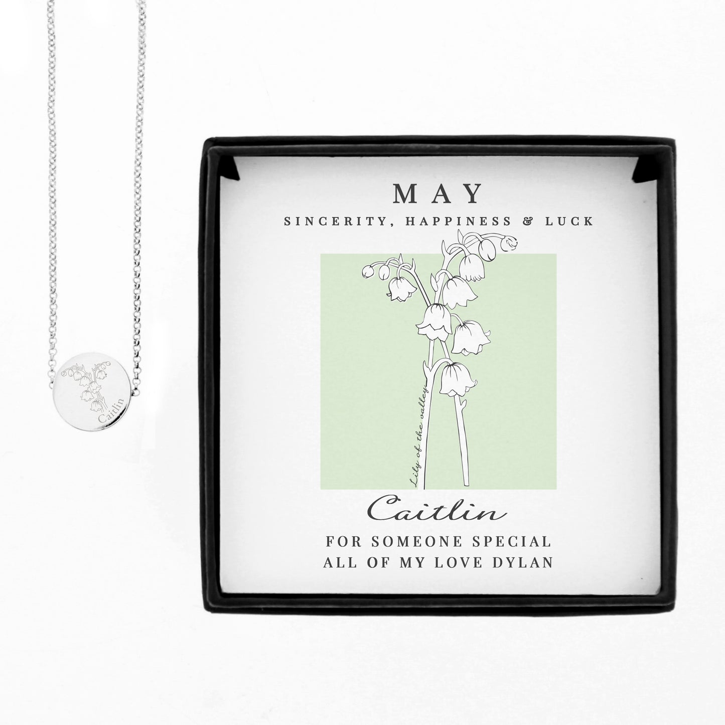 Personalised May Birth Flower Necklace and Box - image 5