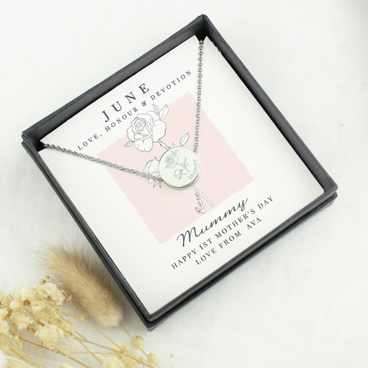 Personalised June Birth Flower Necklace and Box - image 2