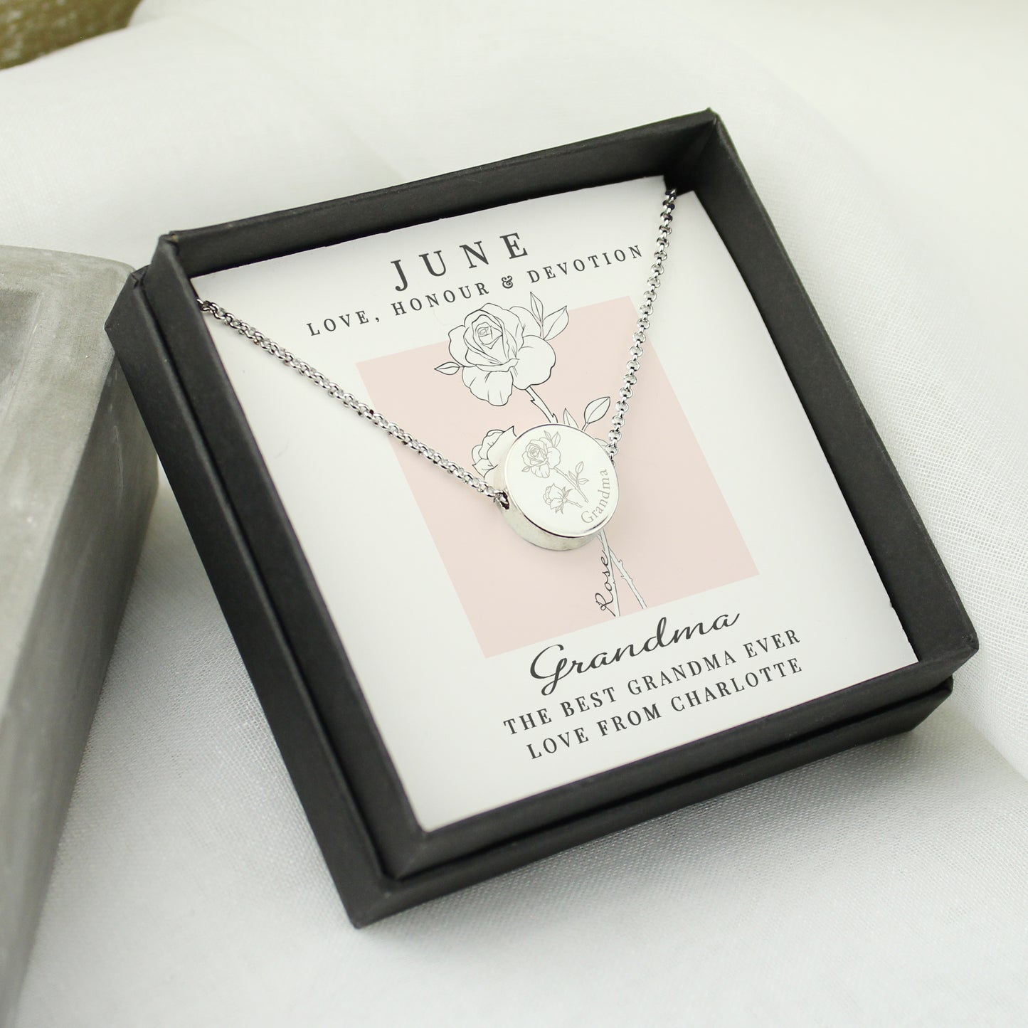 Personalised June Birth Flower Necklace and Box - image 3