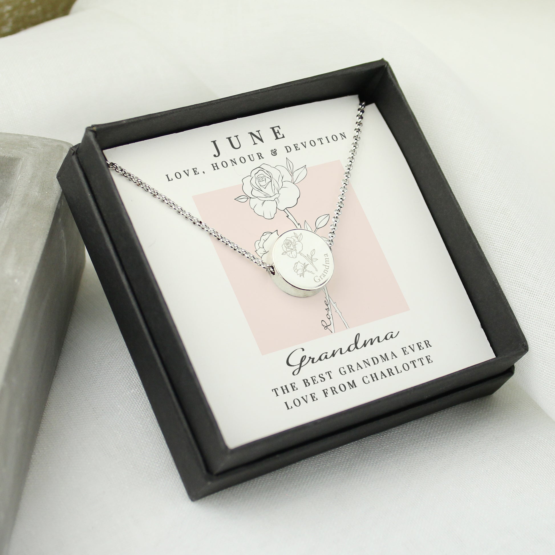 Personalised June Birth Flower Necklace and Box - image 3