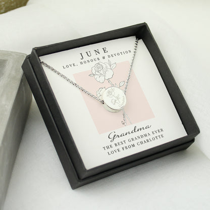 Personalised June Birth Flower Necklace and Box - image 3