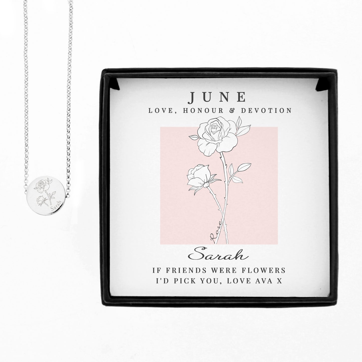 Personalised June Birth Flower Necklace and Box - image 5