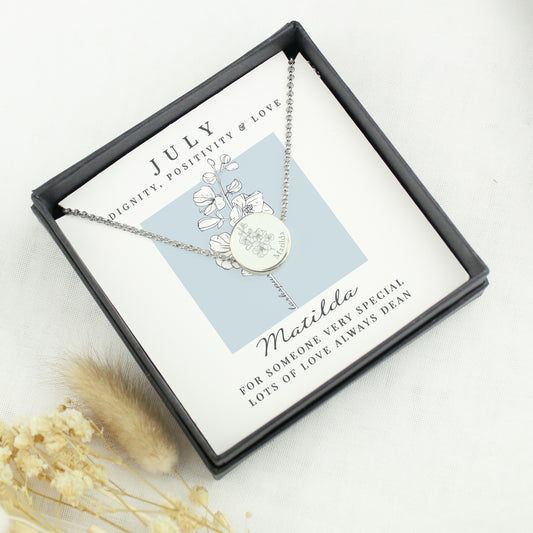 Personalised July Birth Flower Necklace and Box - image 2