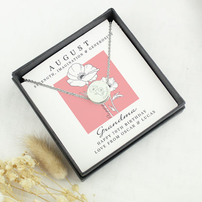 Personalised August Birth Flower Necklace and Box - image 2