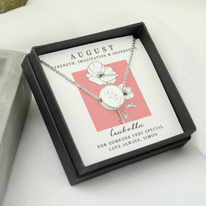 Personalised August Birth Flower Necklace and Box - image 3