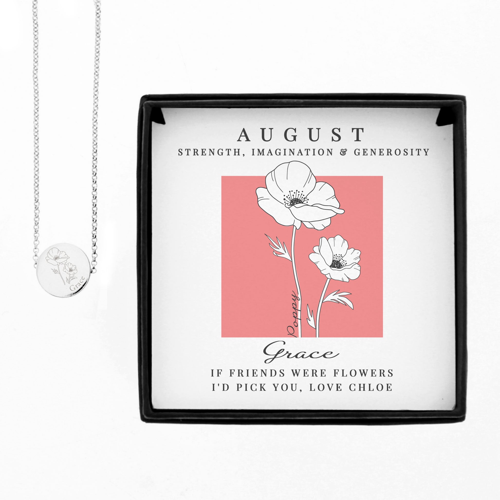 Personalised August Birth Flower Necklace and Box - image 5