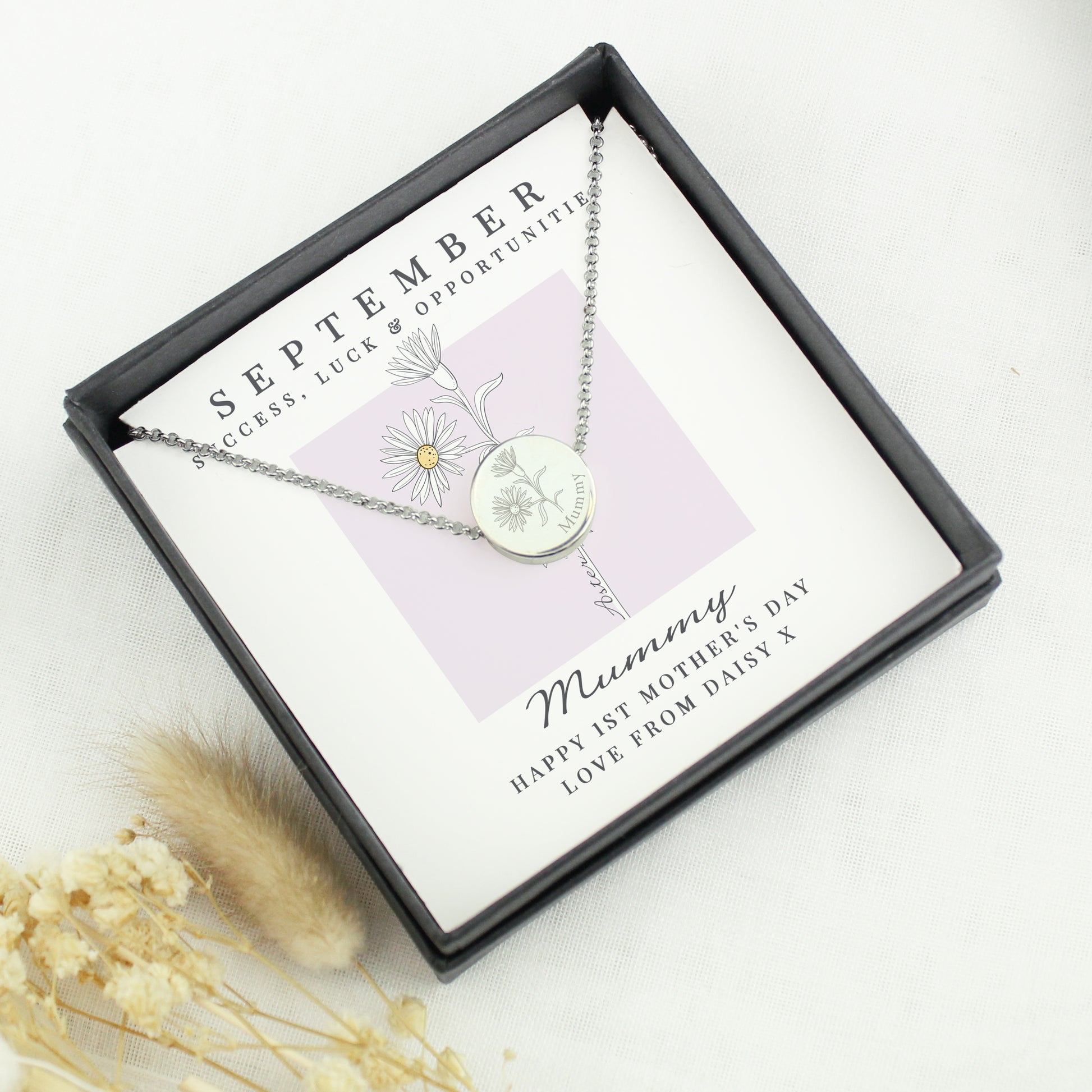 Personalised September Birth Flower Necklace and Box - image 2