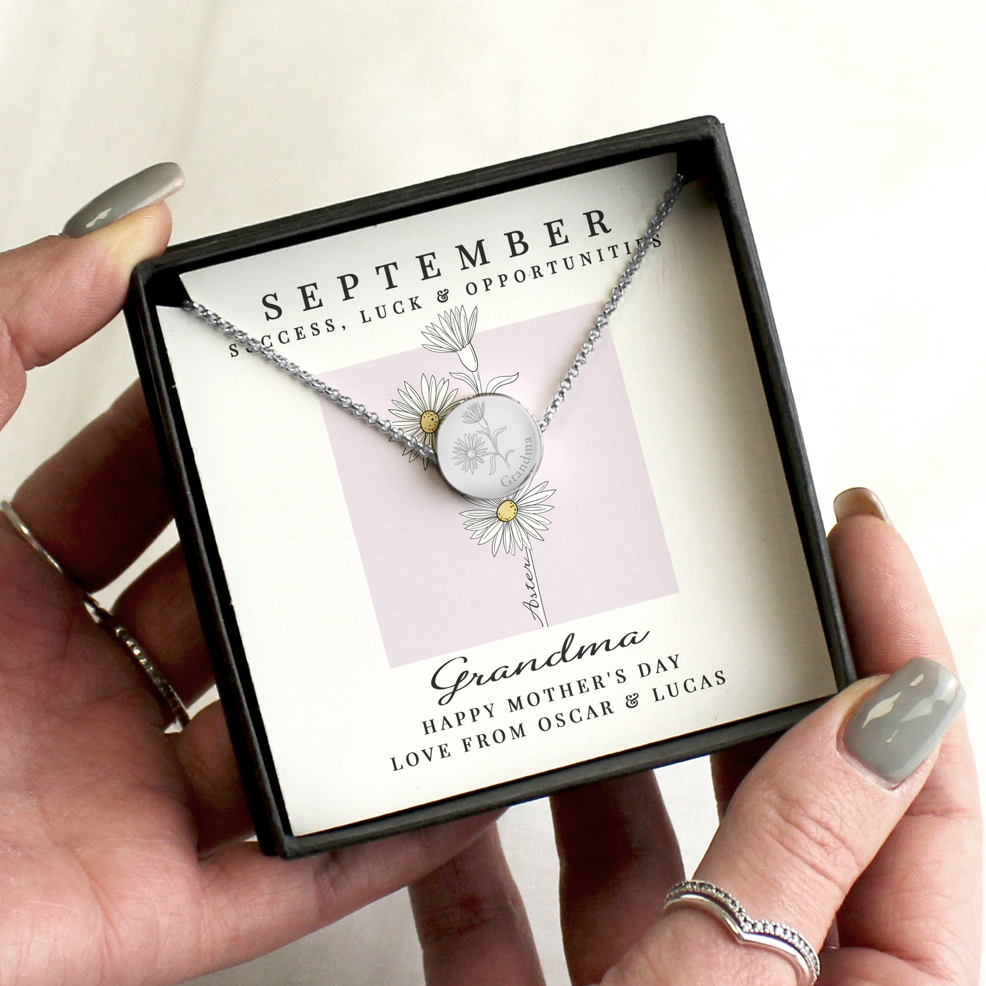 Personalised September Birth Flower Necklace and Box - image 4