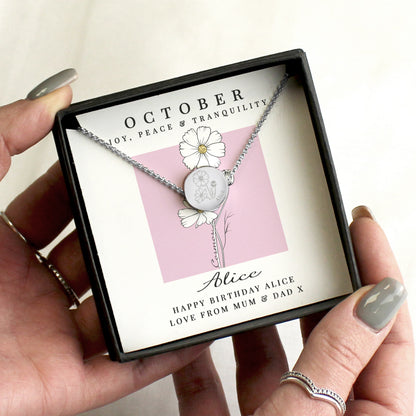 Personalised October Birth Flower Necklace and Box from Heartfelt Gifts