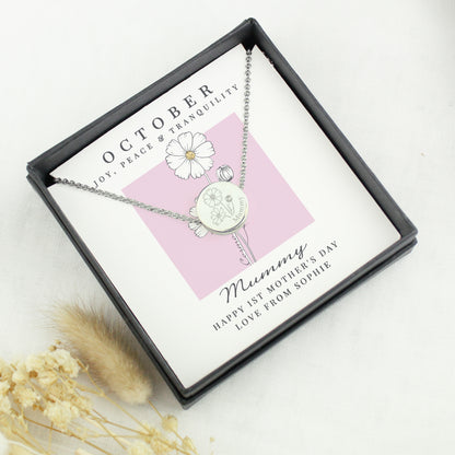 Personalised October Birth Flower Necklace and Box - image 2