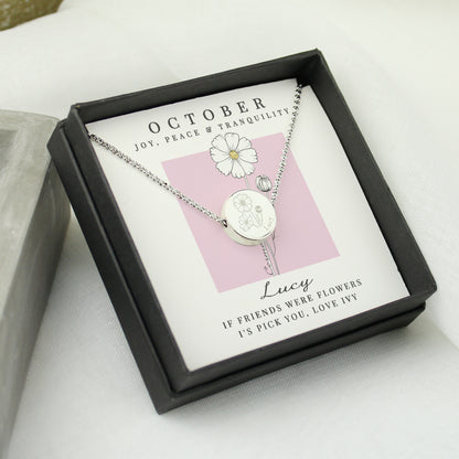Personalised October Birth Flower Necklace and Box - image 3