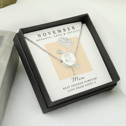Personalised November Birth Flower Necklace and Box - image 3