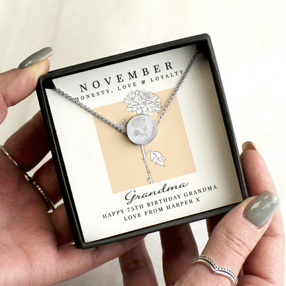 Personalised November Birth Flower Necklace and Box - image 4