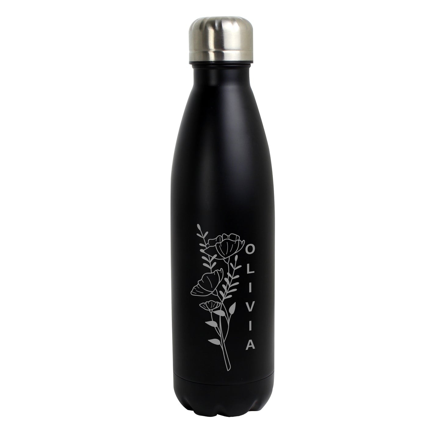 Personalised Floral Black Metal Insulated Drinks Bottle - image 5